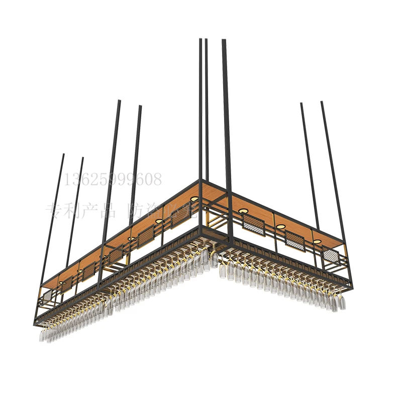 Bar hanger Hanging cabinet Wine rack Shelf Goblet upside down Wrought iron wine glass rack Metal customization is simple