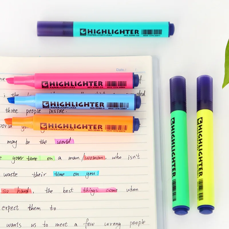 

8 Colors Single Kawaii Highlighters Safe Non-toxic Highlighter Marker Color Pens for Student Stationery Office School Supplies