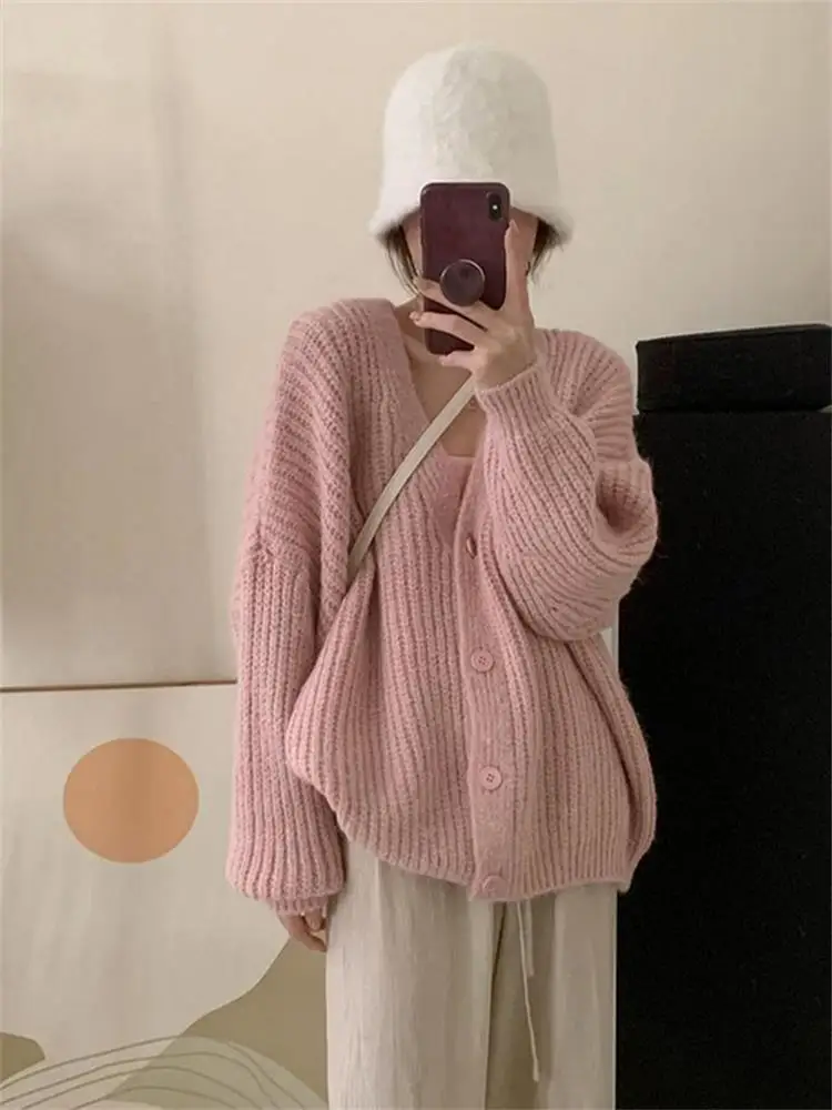 Hsa Women Oversized Sweater Cartoon Embroidery Knitted V Neck Long Sleeve  Tops Casual Party Sweaters Dresses Female
