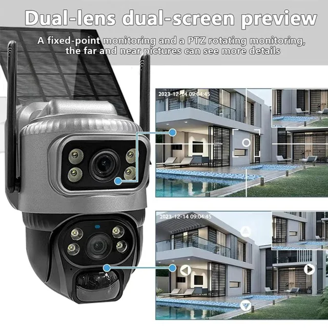 4G Solar Camera Dual Lens 8MP 4K  PIR Battery Sim Card built in Night Vision Waterproof Security Video IP Camara CCTV Monitor 6