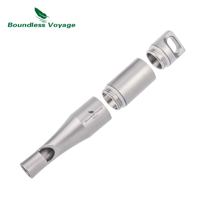 Boundless Voyage Titanium Whistle Emergency Survival Safety Whistles with Metal Pocket Pill Box Signaling Tool