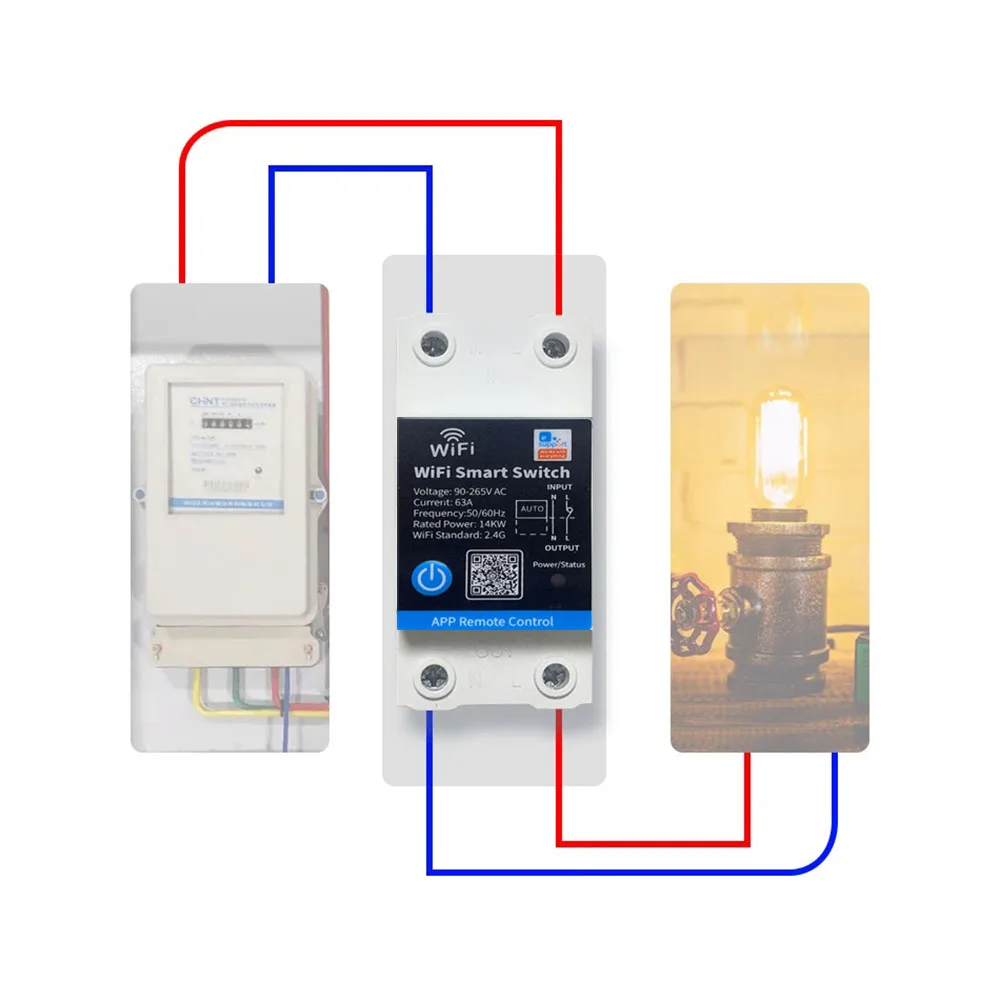 eWelink 63A Din Rail Smart Switch Relay,APP Remote Control,Timer Inching Functio
