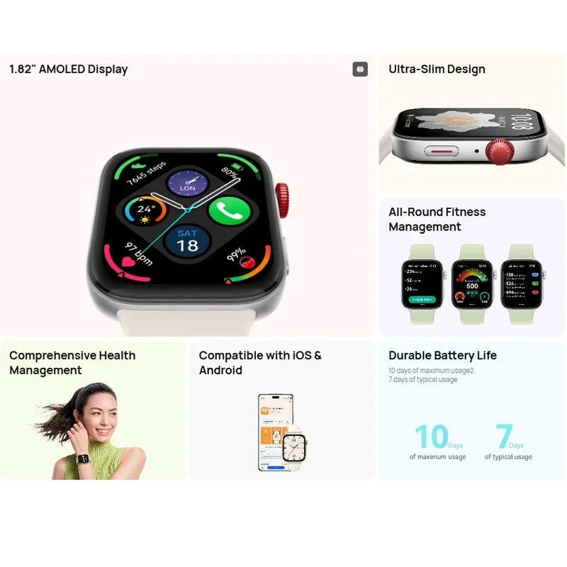 HUAWEI Watch FIT 3 Smartwatch,1.82-inch AMOLED Display, Bluetooth calling,Ultra-Slim Design,Durable Battery Life 2