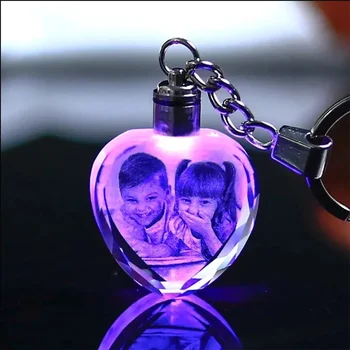 Personalized LED Crystal Photo Keyring – Custom Engraved Commemorative Pendant 1