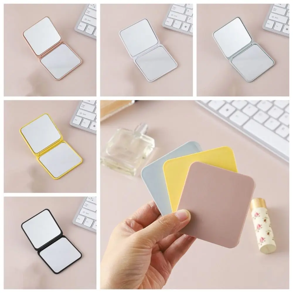 

ABS Portable Folding Mirror High Definition Portable Desktop Decorative Mirror INS Solid Color Double Sided Vanity Mirror