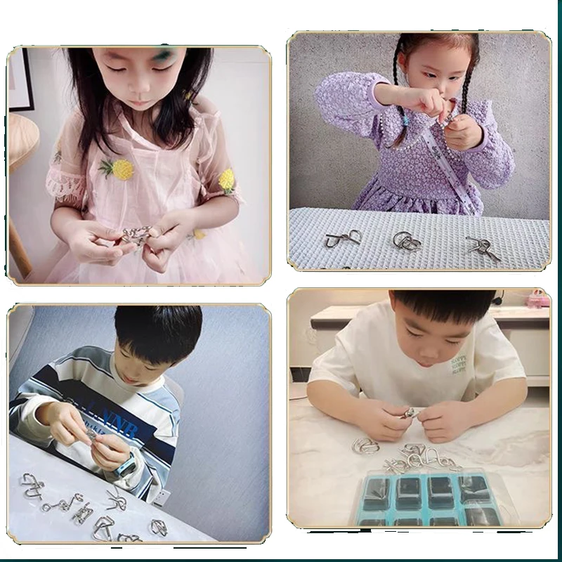 Fidget Toys Puzzle Toys Anti Stress Toys Nine link Metal Children's Puzzle Toy Adult Ieisure Stress Reducing Intelligence Buckle 8-piece Set With Detachable Buckle