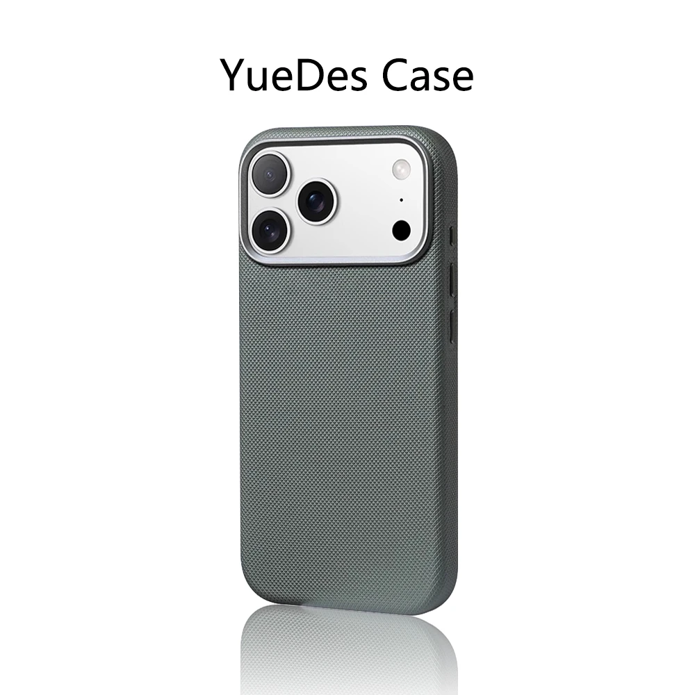 Luxury Diamond Textured Leather Case with Alloy Lens and Wireless Charging Compatibility