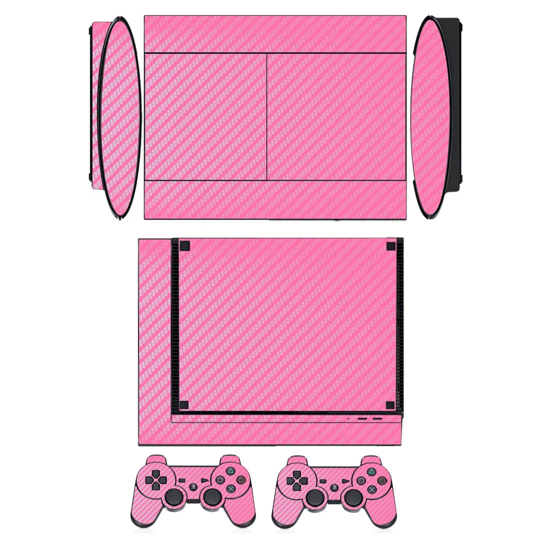  PS3 슈퍼 슬림 4000 및 2개 컨트롤러용 7가지 색상의 카본 파이버 비닐 스킨 스티커 보호 필름