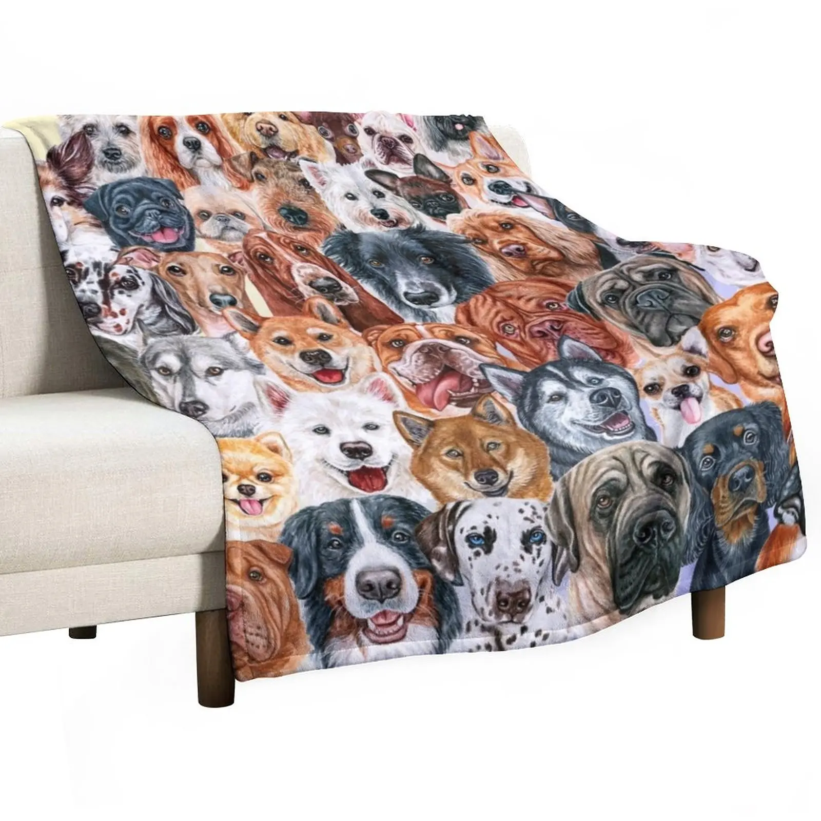 

Beautiful Collage of Dogs, so many painted beautiful faces, dogs are the best! Throw Blanket Luxury Thicken Blanket