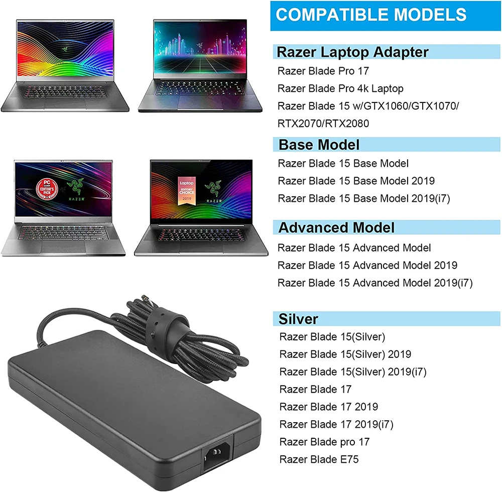 Adaptador de Alimentação Razer 230w para Carregador Razer Blade 14 15 Pro17 230w - Imagem 3