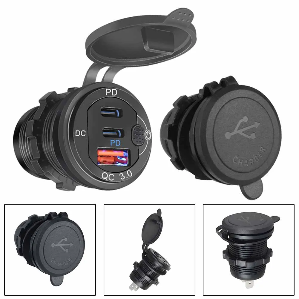 

Fast Charger Car Charger Car 12V/24V Car Accessories Charger Adapter Charger Socket Dual PD QC3.0 Port Practical