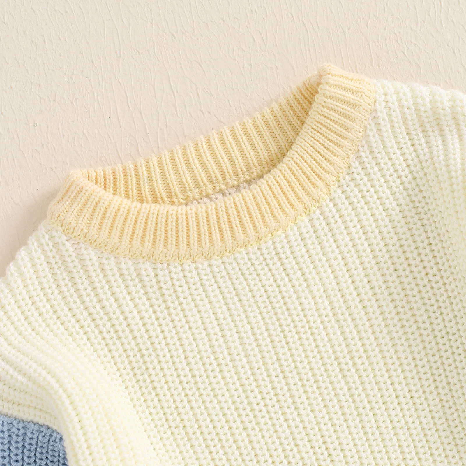 MISOWMNJOY Newborn Baby Sweater Girls Boys Knitted Long Sleeve Autumn Winter Contrast Color Pullovers Top Toddler Knit Wear 0-3Y
