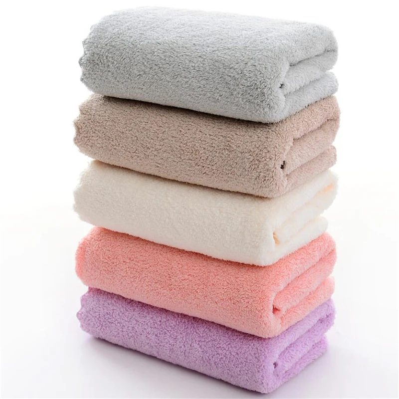 Soft Towel Bath Washing Cleaning Swimming Bathing Tools Dry Hair Water Absorbent Double-Sided Coral Velvet Microfiber Towel 2