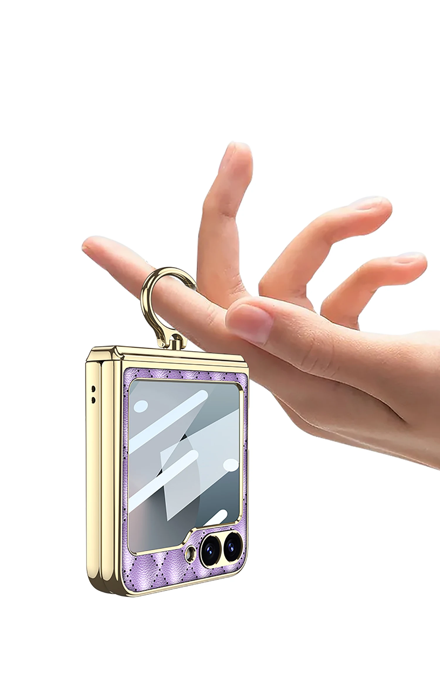 Diamond Leather Ring Holder Case For Samsung Galaxy Z Flip 6 Magnetic Hinge Scre