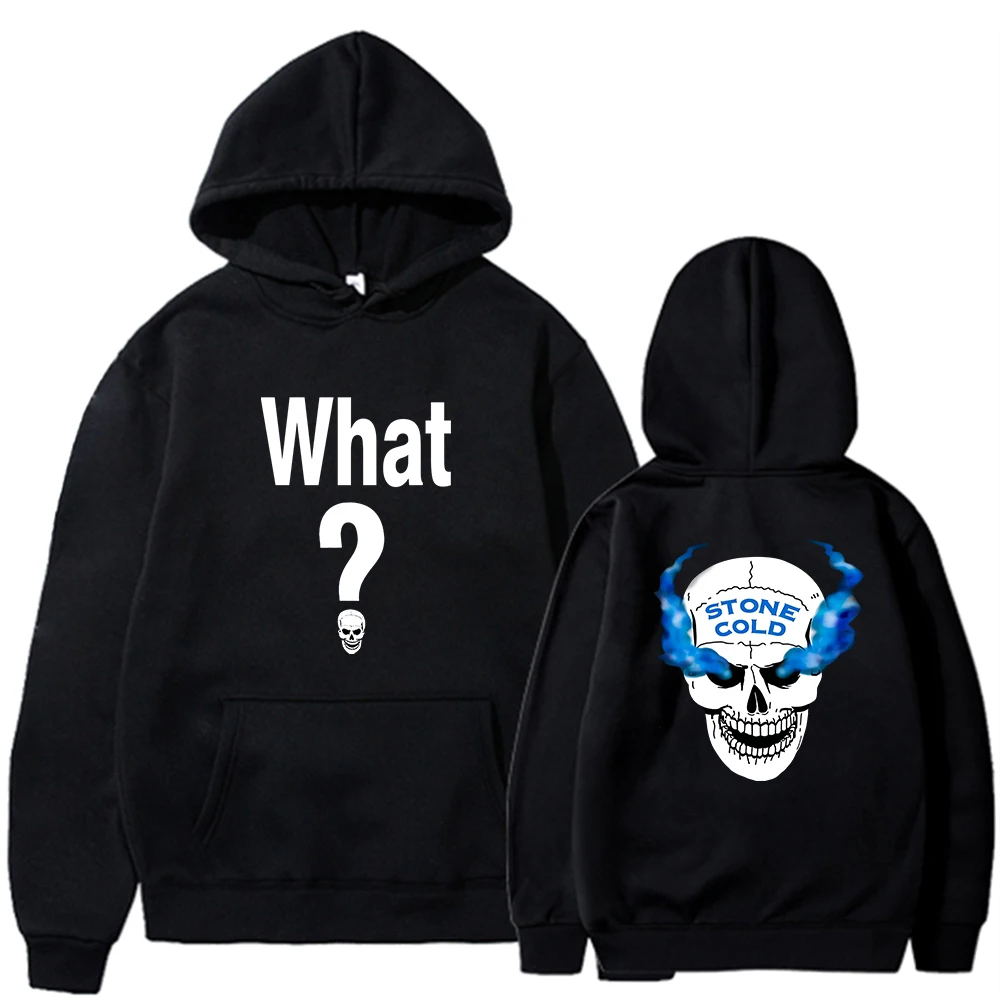 MensBlackStoneColdSteveAustinRetroWhatHoodieCasualHoodies
