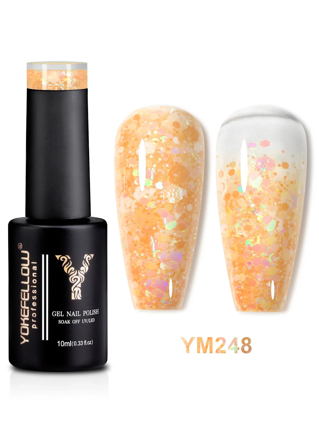 Description Picture 6 of itemYOKEFELLOW Glitter Gel Nail Polish 10ml Pink Sparkly Gel Polish Diamond Shiny Soak Off Glitter UV Gel for Nail Art YM240 Pink