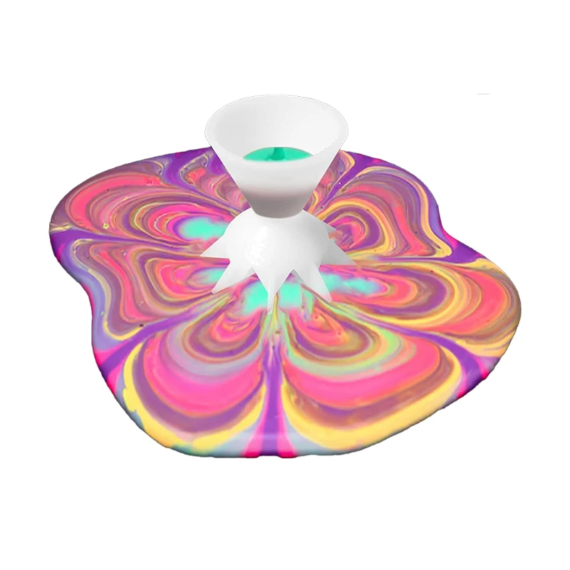 Acrylic Paint Pouring Funnel 7 Legs Split Cups Strainers Plastic Silicone Strainer Flower Pattern Drain Basket paint pouring cup