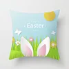 45x45cm Happy Easter Cushion Cover Spring  Home Decorative Flower Garland Rabbit  Egg Print Pillow Case 3