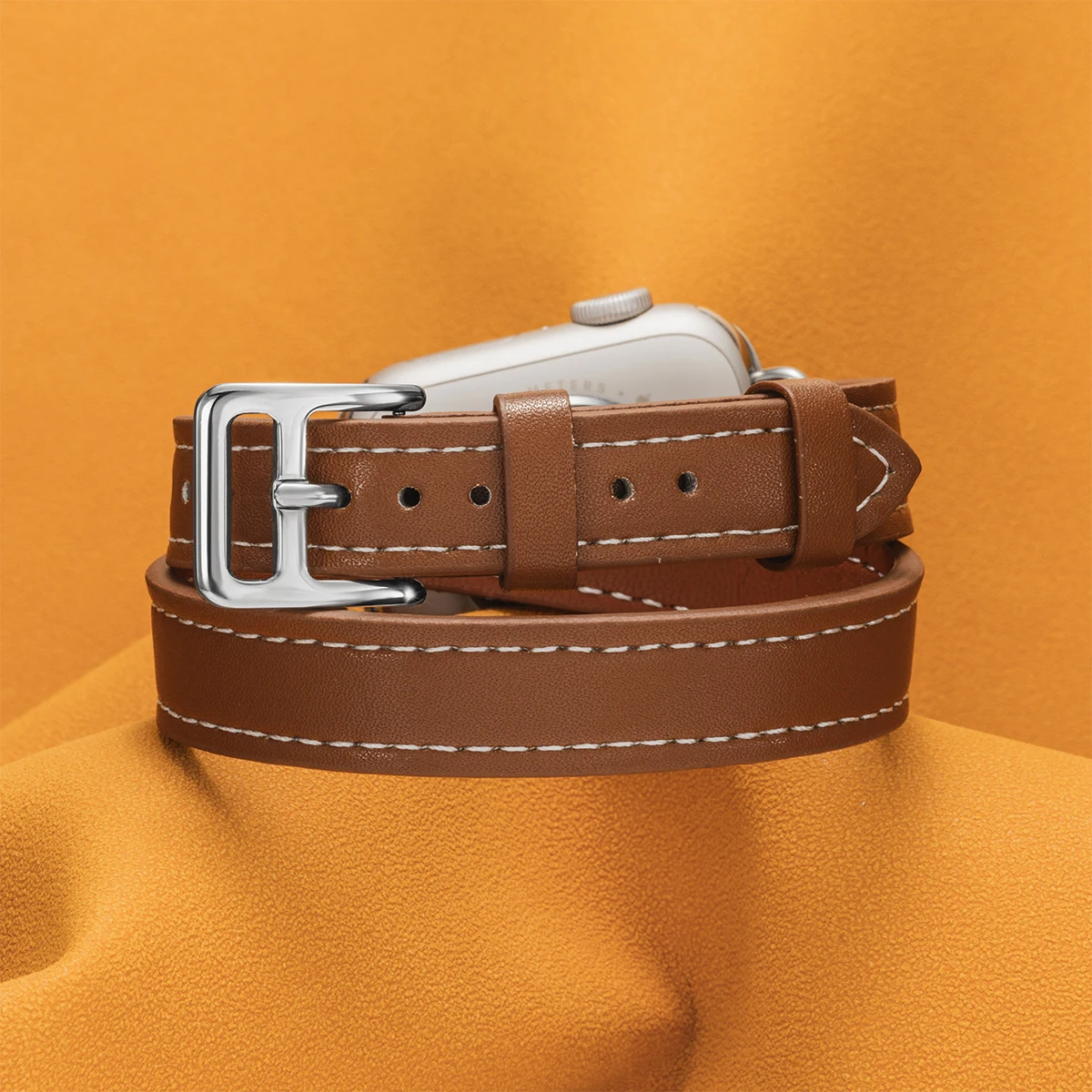 Double Tour Leather Strap for Apple Watch - Stylish Band for All Series