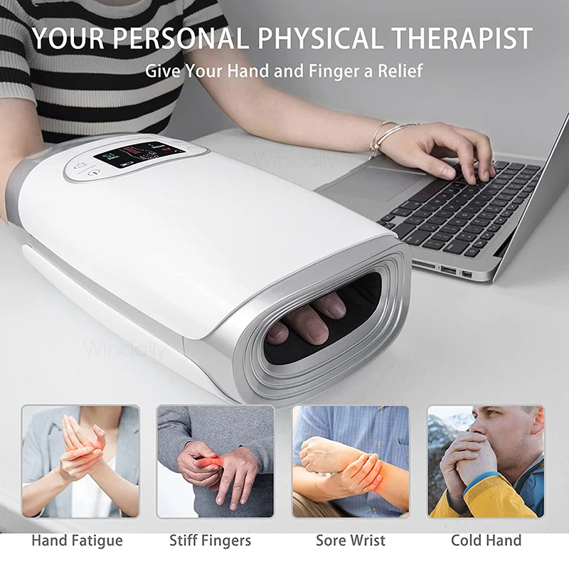 Hand Guard Wireless Hand Massager with Heat and Compression Red