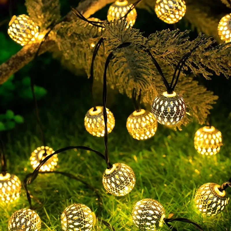 Moroccan Gold Balls Lights Leds Solar String Light Outdoor Waterproof Garden Decoration Solar Christmas String Light Decro