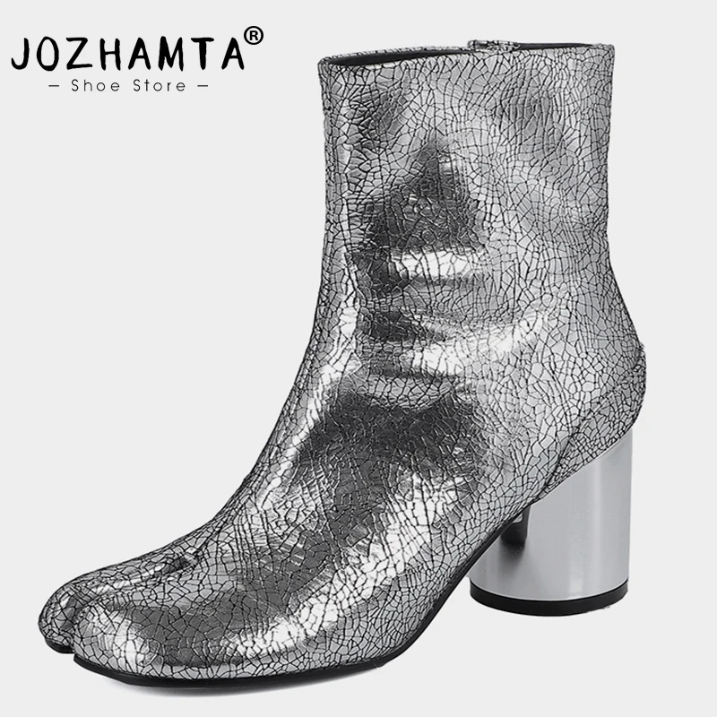 

JOZHAMTA Size 34-40 Women Ankle Boots Genuine Leather Chic Clip Toe High Heels Winter Shoes Woman 2023 Vintage Office Ladies