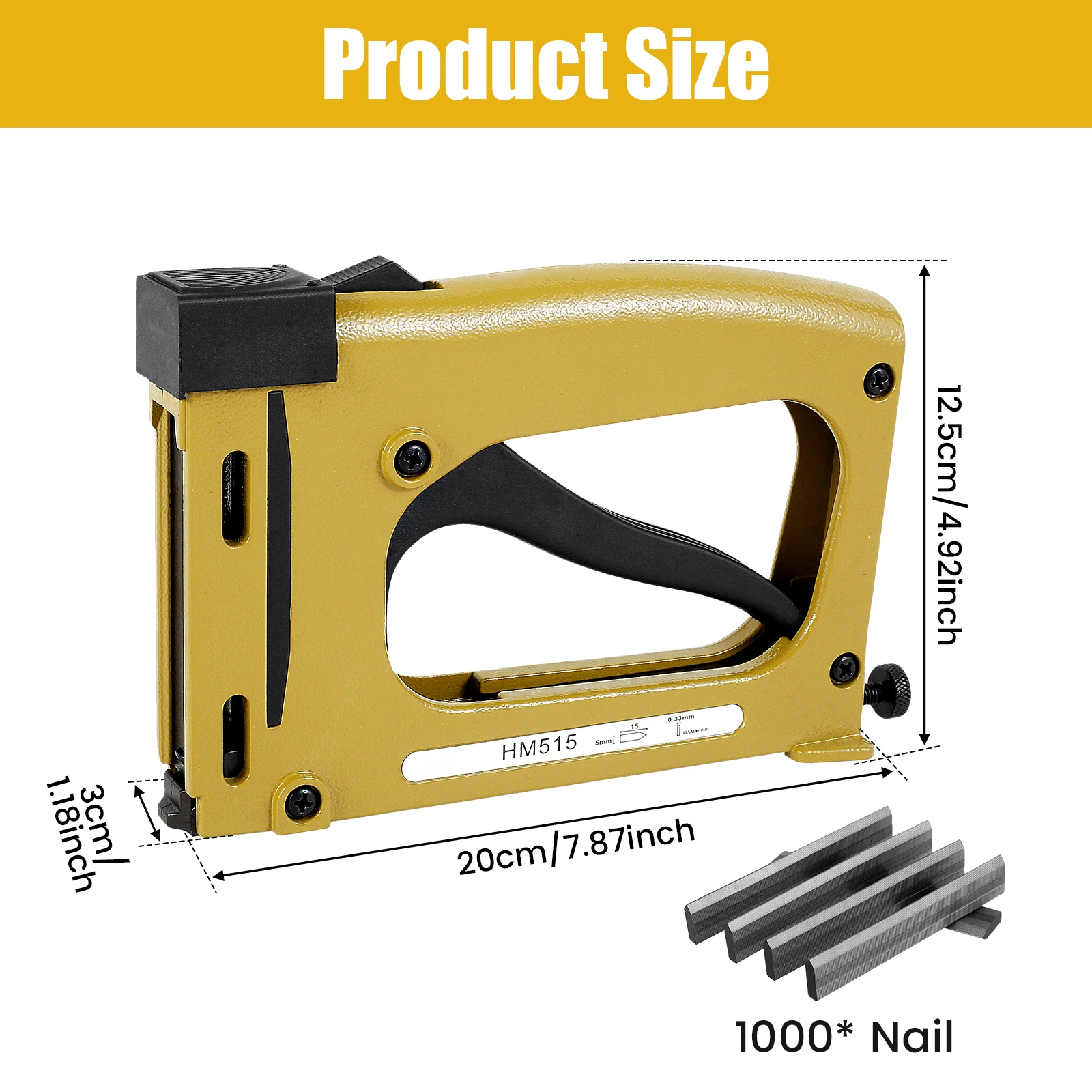 Picture Framing Point Driver Aluminum Alloy Hand Picture Frame Tool with 1000/2000 Nail Lightweight Point Nail Tacker Adjustable 5