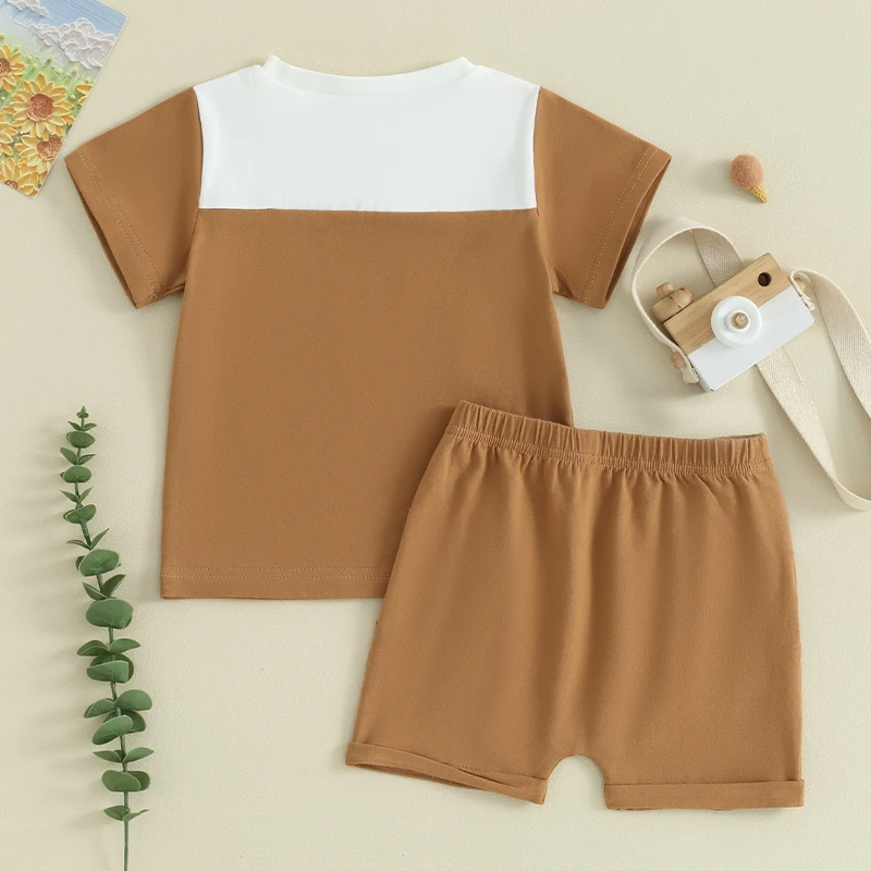 

Toddler Newborn Baby Boy Summer Outfit Clothes Brother Sleeve Tee Shirt Top Elastic Waist Shorts Set