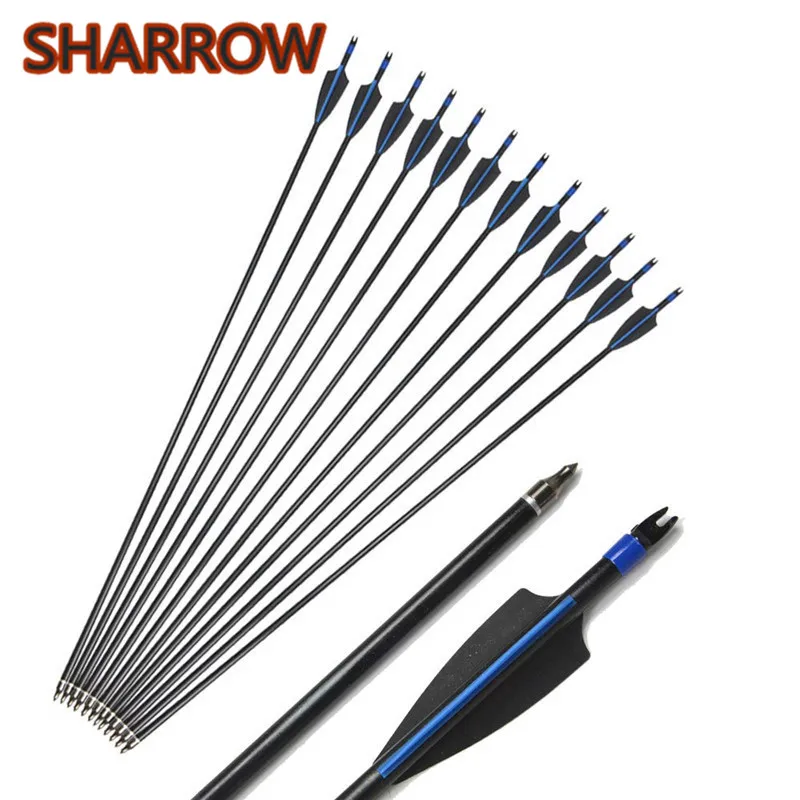 6/12pcs 30 Archery Spine 500 Fiberglass Arrows Glass Fiber Arrow Replaceable Broadhead For Bow Shooting Hunting Accessories 6 12pcs archery arrowhead blade broadhead 100gr hunting lace lore box bow arrow shooting hunting accessories