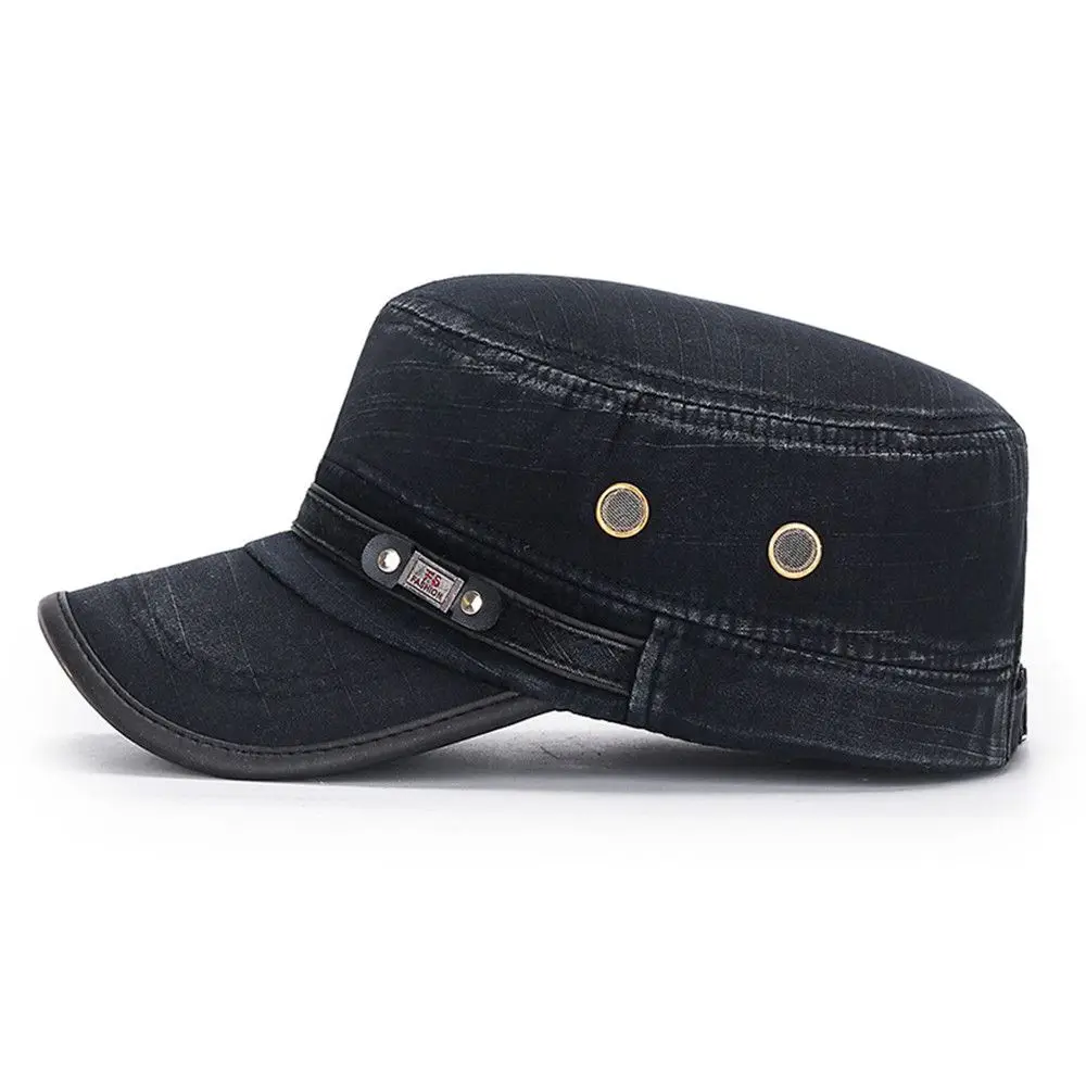 Breathable Flat Adjustable Cap Men Denim Baseball Cap Cotton Cadet Hat