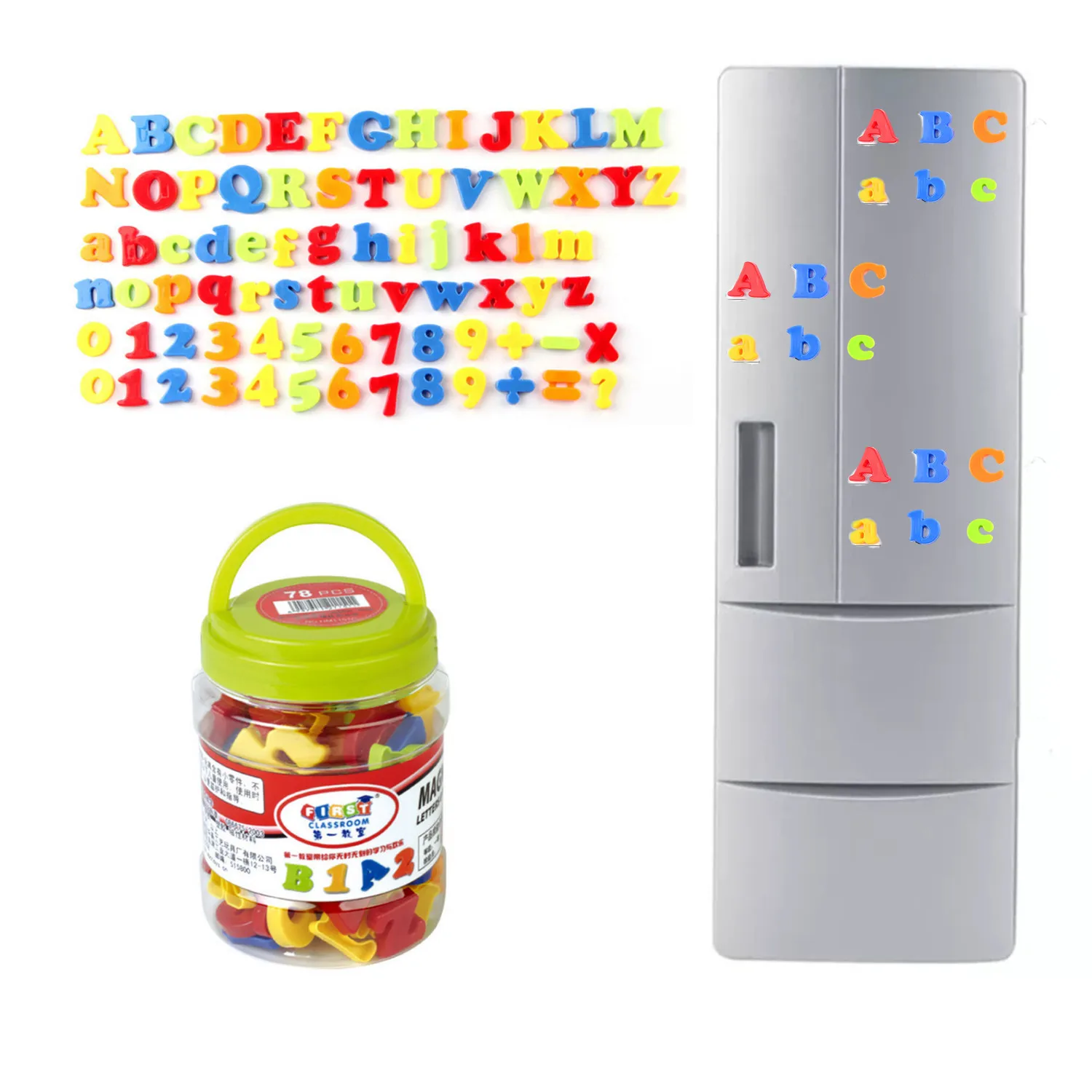 

78PCS Cute Fridge Magnets Stickers For Kids Children Letter Number Symbol Refrigerator Early Education Colorful Magnet Stickers