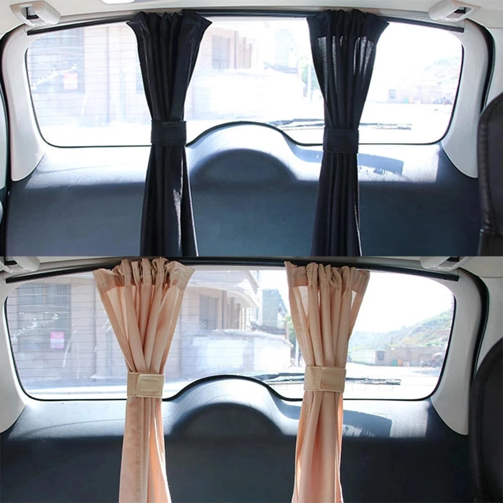 1 Pair Shrinkable Car Rear Windshield Side Window Sun Visor Blackout Blinds Curtain Automotive Sun Shade Anti UV Curtains Car