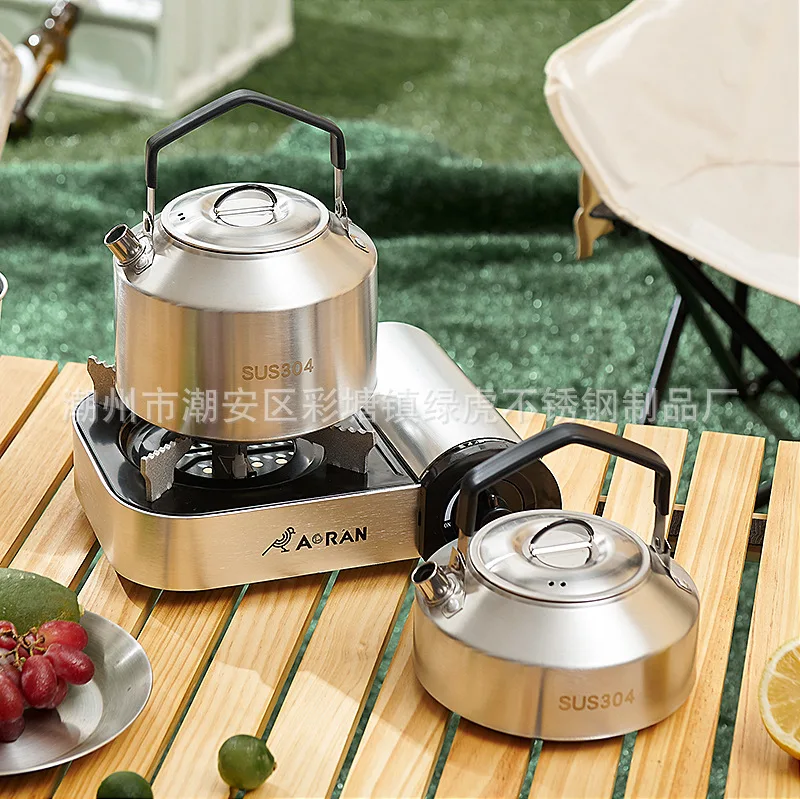 Large Capacity Outdoor Camping Kettle Coffee Pot 304 Stainless Steel Gas Tea Pot Bottle Kitchenware Frying Pan Grill BBQ