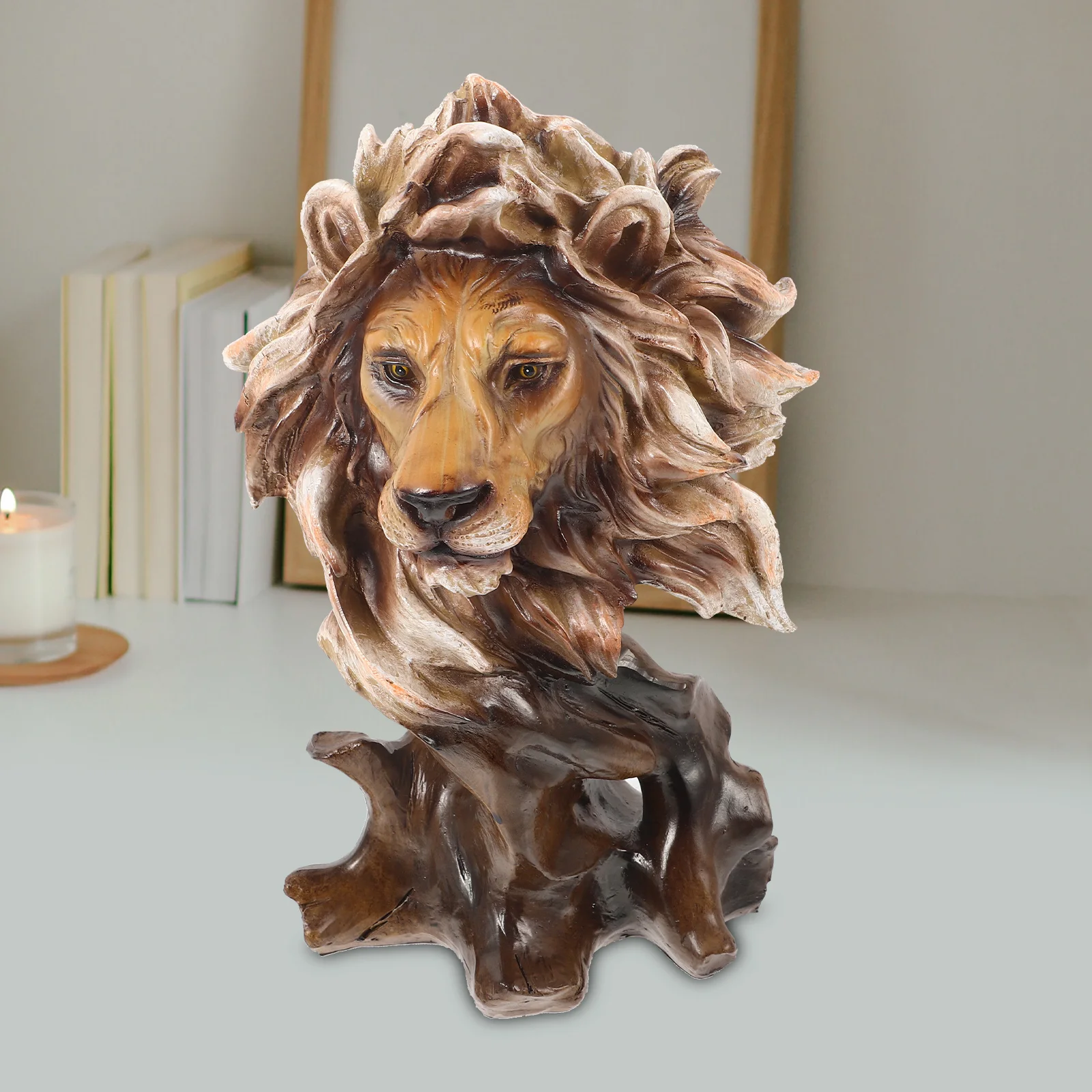 

Lion Head Statue Vintage Lion Head Sculpture Animal Head Figurine Office Table Lion Craft