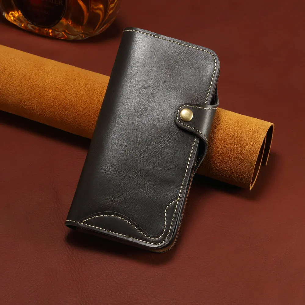 Luxury Genuine Leather Wallet Cover - Premium Flip Case with Card Holder