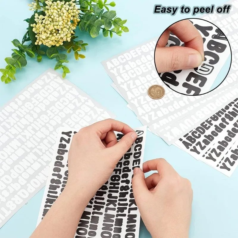 Adesivi Per Unghie Con Lettere, 8 Fogli, Decalcomanie Per Unghie Con Lettere Inglesi Antiche 3d Autoadesive Oro Argento Nero E Bianco Motiv~p125357265