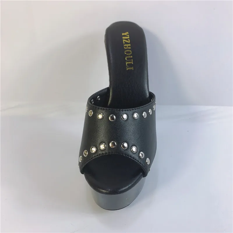 15cm Zipper sexy skinny super star shoes, fashion 6 inch heels, summer baking paint, rivet decorations dance shoes