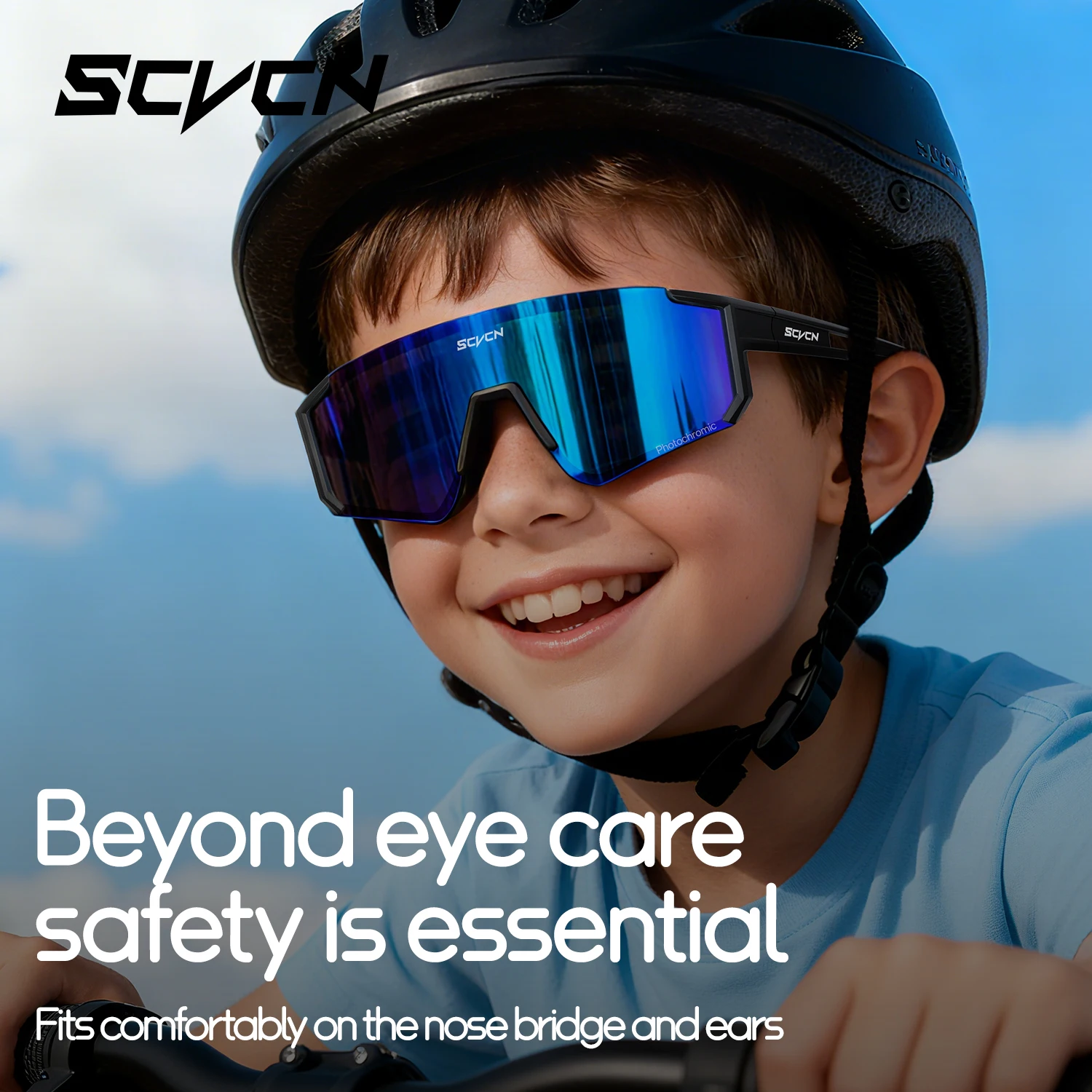 SCVCN Kids Photochromic Sunglasses Polarized Cycling Glasses Sports UV400 Boy Baseball Outdoor Eyewear Running Hiking Sunglasses