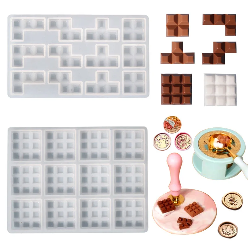 Game Block Style Chocolate Seal Wax Silicone Mold DIY Gift Reusable Cube Shape Wax Patch Epoxy Resin Mould Handmade Accessories