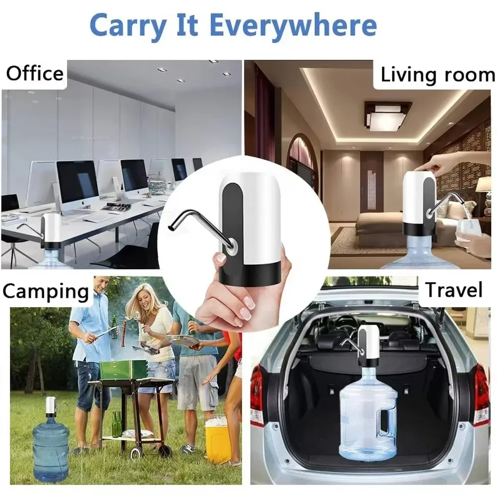 White/Black Water Bottle Pump Charging One Click Auto Switch Drink Pump Dispenser USB Charging Auto Switch Drinking Dispenser 1pc