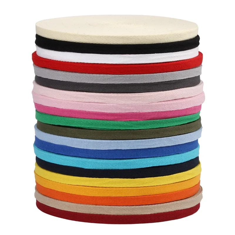 5 Yards Colorful 1cm Wide Herringbone Cotton Tape Webbing for Crochet Bags Seams Accessories Fabrics Bag Strap Sewing Piping DIY
