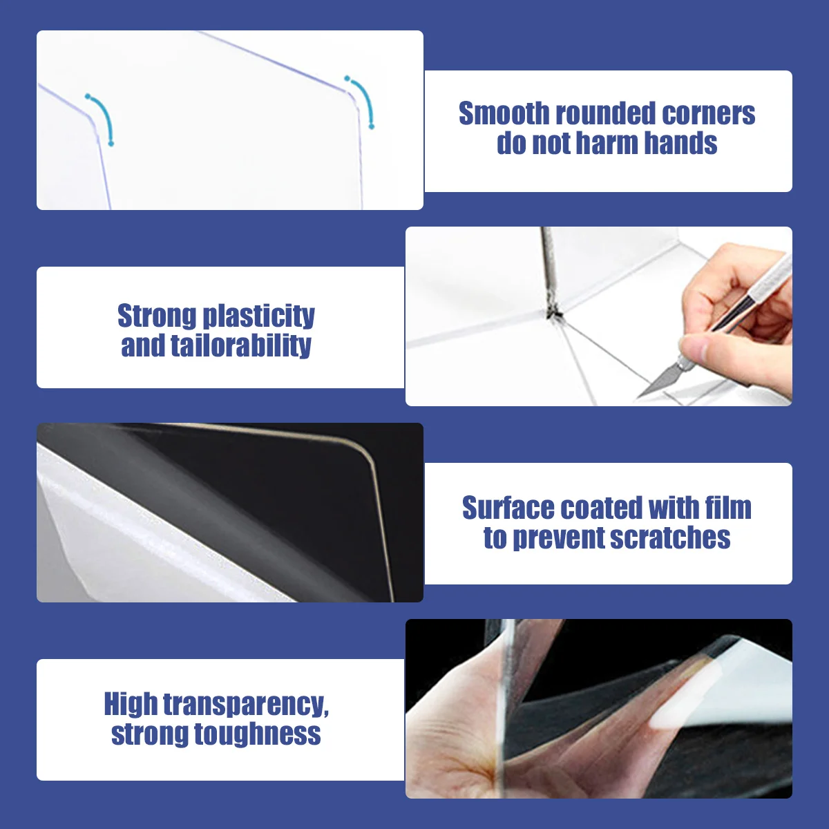 7Pcs Clear Under Couch Blocker L-Shape Pet Barrier Blocker with Adhesive PVC Transparent  Waterproof Toy Blocker for Bed Sofa