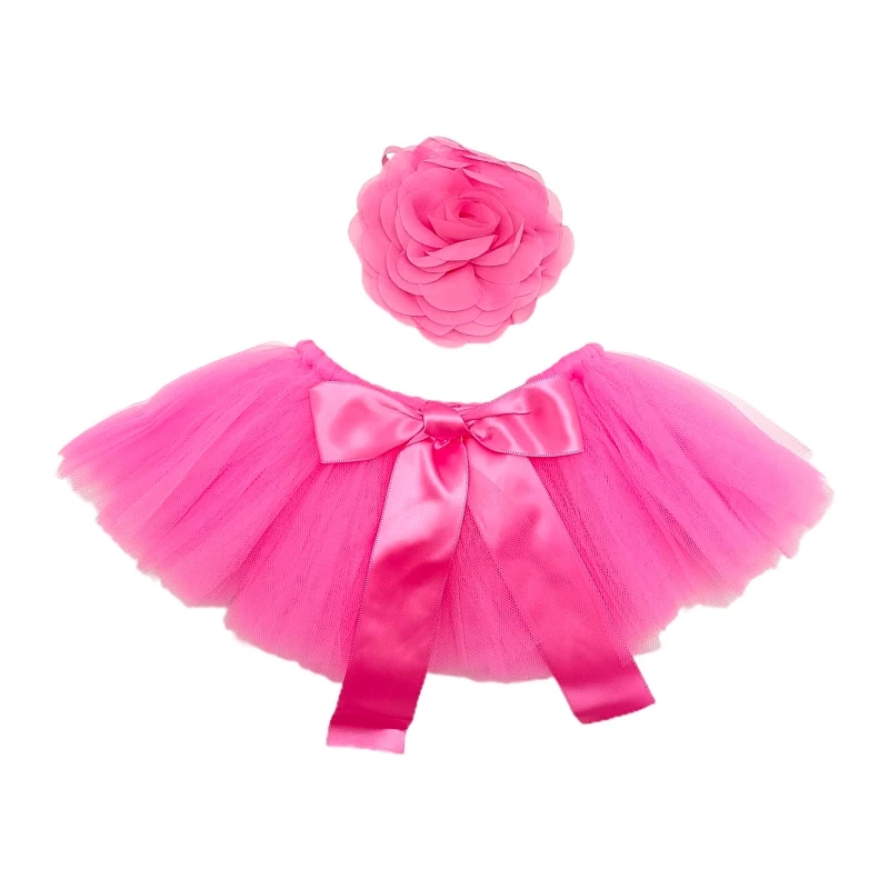 

2 Pcs Newborn Photography Props Outfit Baby Tulle Tutu Skirts Headband Set Infants Photo Shooting Cute Flower Hair Dropshipping