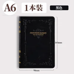 Vintage Gold Printed PU Leather Pocket Notebook - Compact Hard Shell Diary (A6 BLACK)