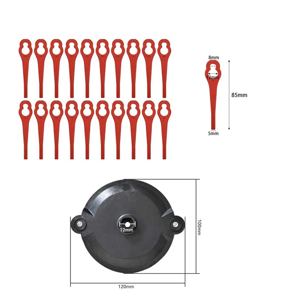 

20pcs Plastic Blades With Mower Cutter Head Simple Snap-On For Parkside PRTA 20-LiA1 LIDL IAN 311046 Replacement Trimmer Parts