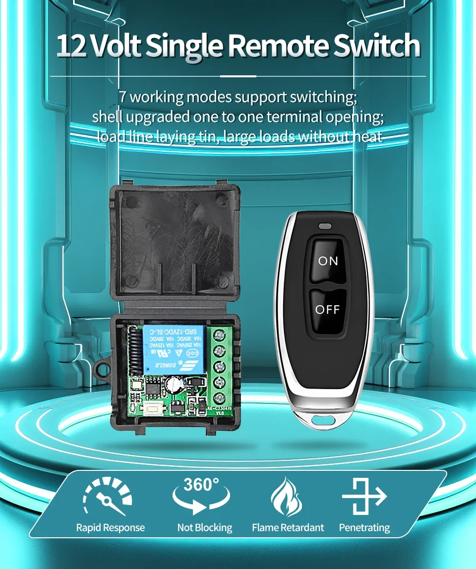 RF 433Mhz Universelle Tor-Fernbedienung mit 10A Relais-Empfänger Mini-Modul Fernbedienung DC 12V für Tor, LED, Garagentor – Detail 1