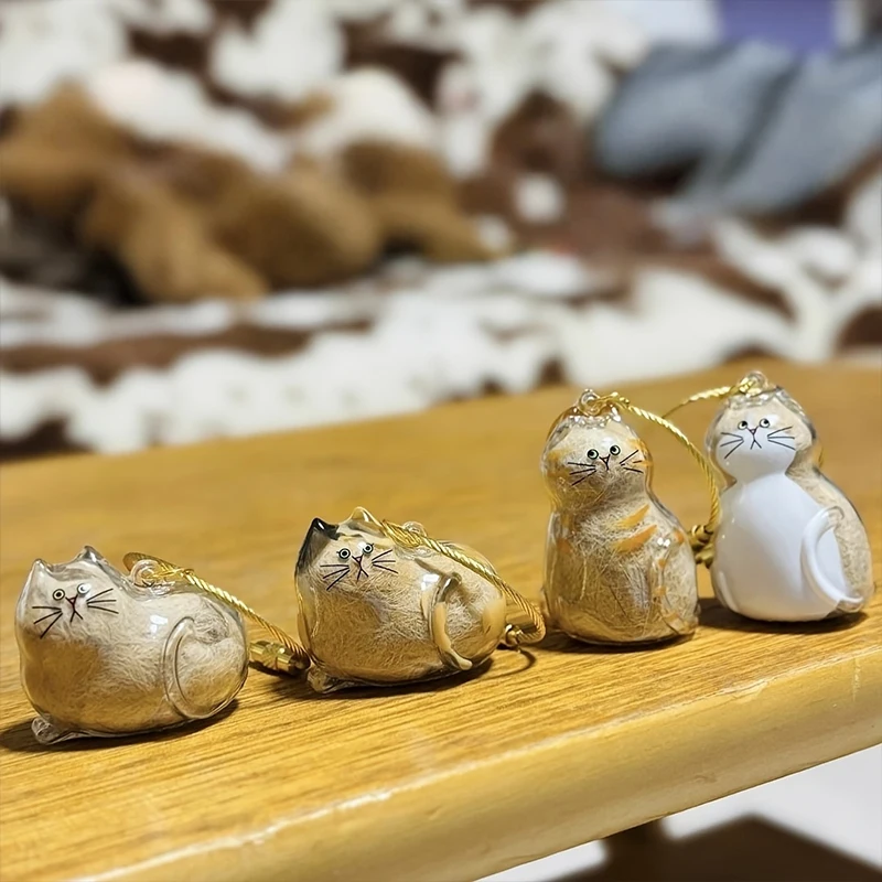 Transparent Cat Shape Acrylic Keychain For Hair Keepsake Keyring Pendant Storage Boxes Animal Hair Collection Gift For Pet Owner