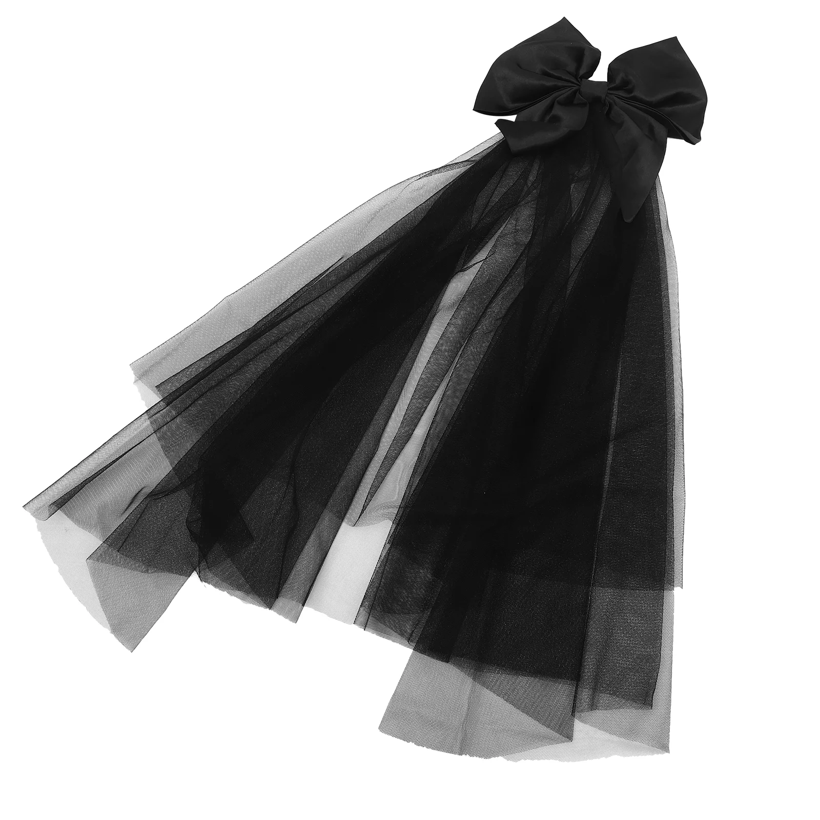 Black Double-layer Bow Bridal Veil with Comb (black) Tiaraes Veils for Brides Tie Bachelorette Polyester Short Party