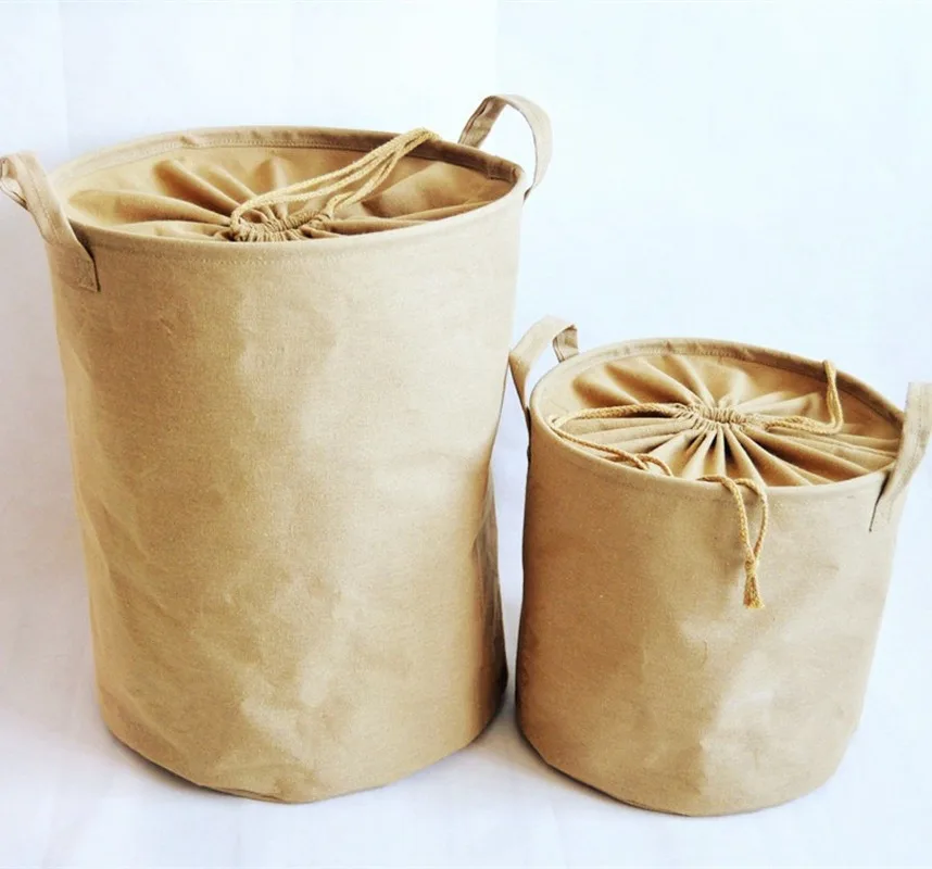 

1PC Cotton Linen Dirty Laundry Basket Foldable Bucket Storage Household Hamper