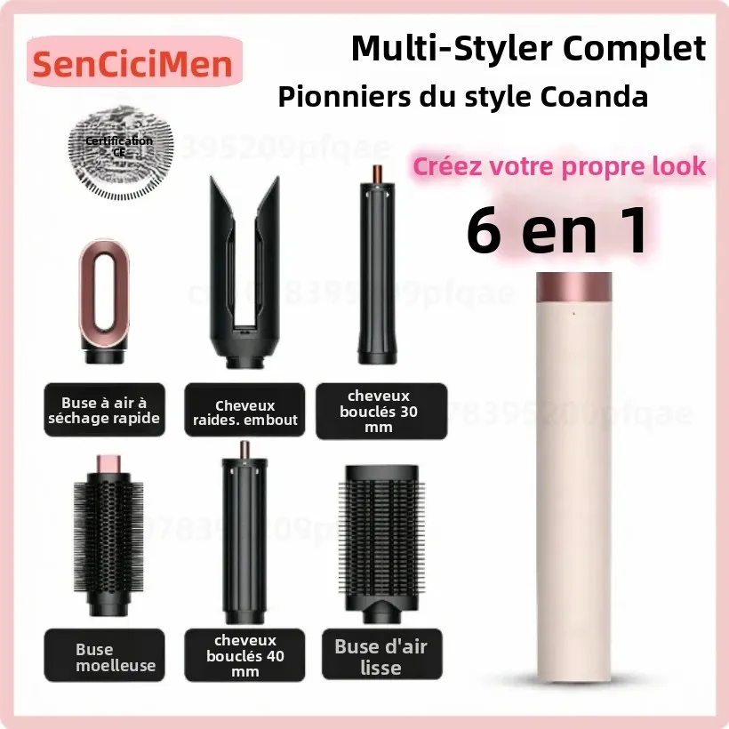 SenCiciMen nieuwe 6-in-1 stylingborstel met föhn, multifunctioneel apparaat voor droog, steil en krullend haar, geschikt voor salon- en thuisgebruik._voghion.com